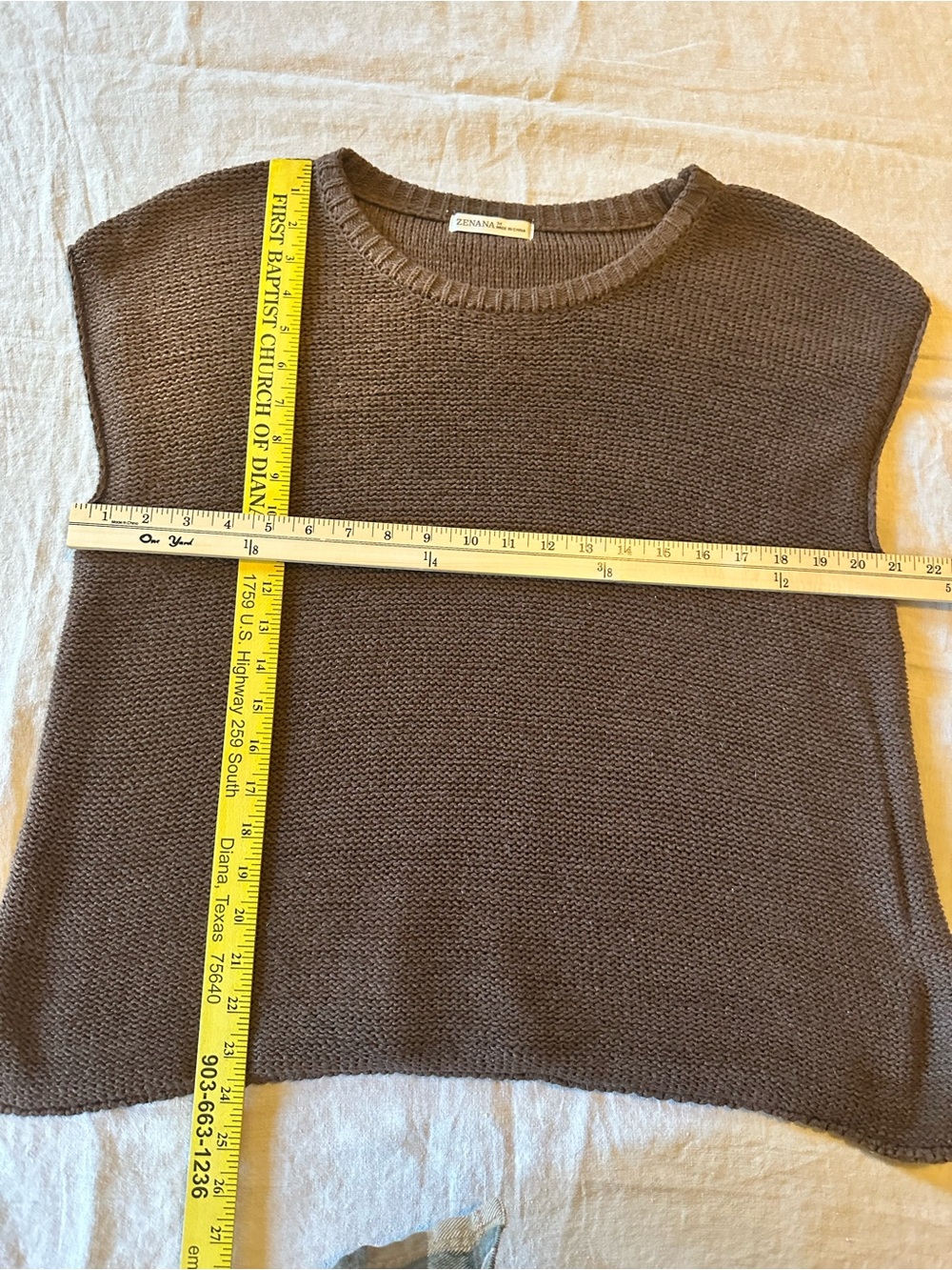 Zenana Chocolate Brown Open Knit Sweater Vest Fall Layering Top Medium - Picture 5 of 6